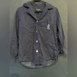Women’s Lauren Ralph Lauren Navy Blue Polka Dotted Pajama Top Size M